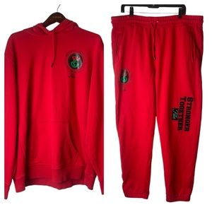 FILA Stronger Together Men’s Red Sweat Suit Size XXL Hoodie Cozy Winter Sweater